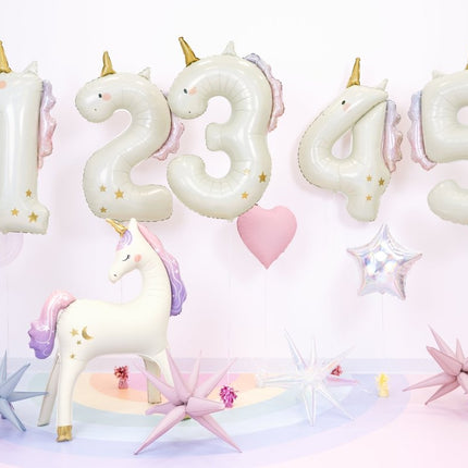 Helium Ballon 1 jaar Unicorn, 93cm, mix van Partydeco koop je bij Partywinkel