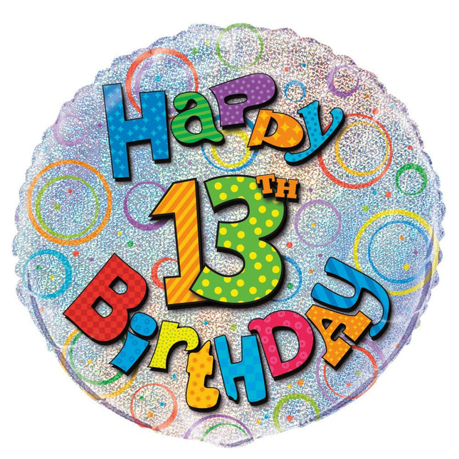 Helium Ballon 13 Jaar Glitters 45cm leeg van Unique koop je bij Partywinkel