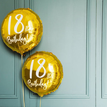 Helium Ballon 18Th Birthday Goud Leeg 45cm van Partydeco koop je bij Partywinkel