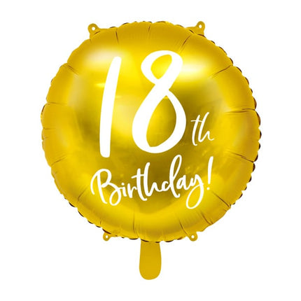 Helium Ballon 18Th Birthday Goud Leeg 45cm van Partydeco koop je bij Partywinkel