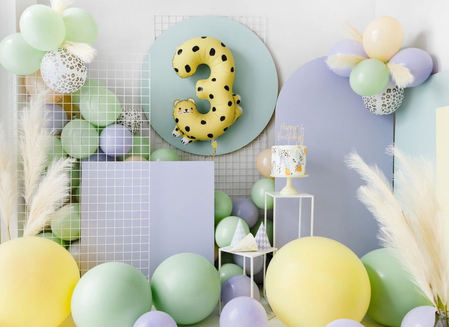 Helium Ballon 3 Jaar Cheetah Leeg 75cm van Partydeco koop je bij Partywinkel