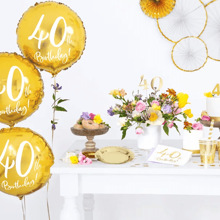 Helium Ballon 40Th Birthday Goud Leeg 45cm van Partydeco koop je bij Partywinkel