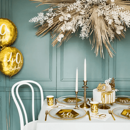 Helium Ballon 40Th Birthday Goud Leeg 45cm van Partydeco koop je bij Partywinkel