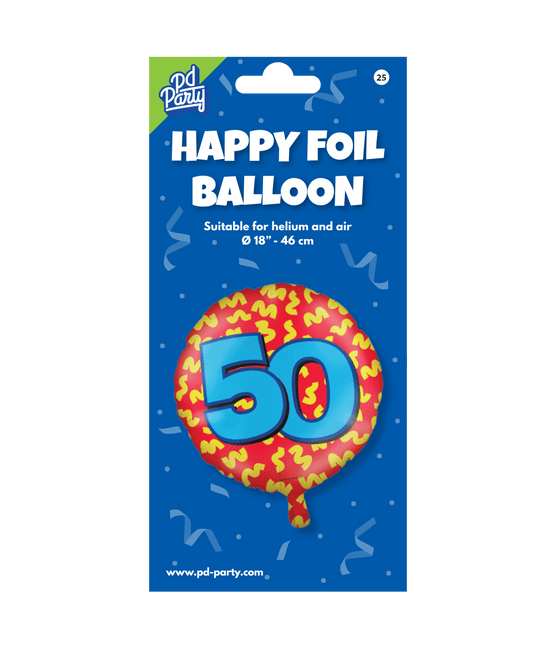Helium Ballon 50 Jaar Gekleurd Leeg 46cm van Paper Dreams koop je bij Partywinkel