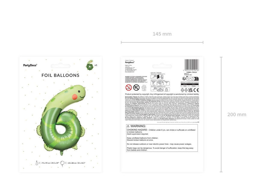 Helium Ballon 6 Jaar Schildpad Leeg 86cm van Partydeco koop je bij Partywinkel