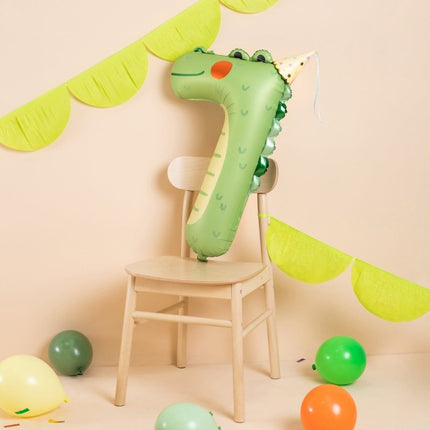 Helium Ballon 7 Jaar Krokodil Leeg 73cm van Partydeco koop je bij Partywinkel