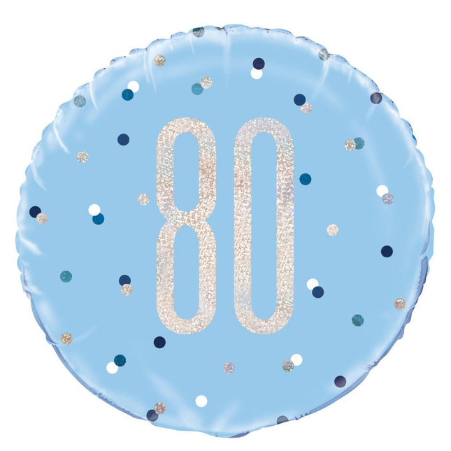 Helium Ballon 80 Jaar Blauw 45cm leeg van Unique koop je bij Partywinkel