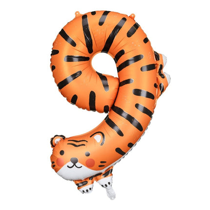 Helium Ballon 9 Jaar Tijger Leeg 76cm van Partydeco koop je bij Partywinkel
