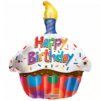 Helium Ballon Cupcake Happy Birthday 45cm leeg van WeFiesta koop je bij Partywinkel