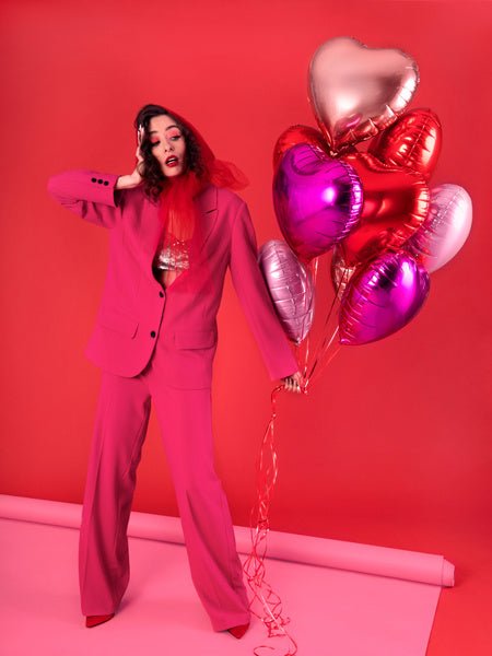 Helium Ballon Hart Fuchsia Leeg 45cm van Partydeco koop je bij Partywinkel