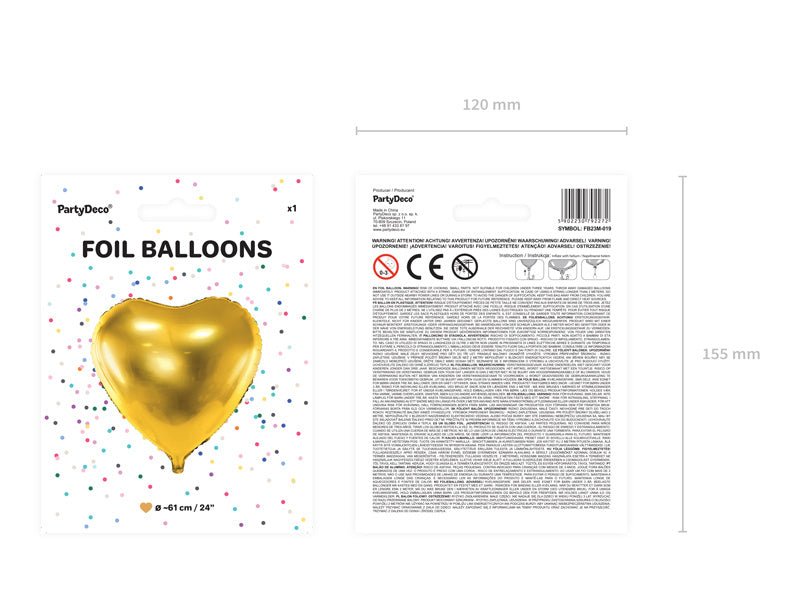 Helium Ballon Hart Goud Leeg 61cm van Partydeco koop je bij Partywinkel