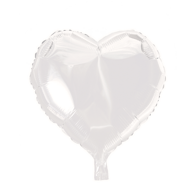 Helium Ballon Hart Wit 45cm leeg - Partywinkel - 5712735003724