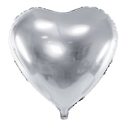 Helium Ballon Hart Zilver Leeg 45cm van Partydeco koop je bij Partywinkel
