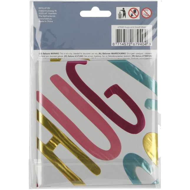 Helium Ballon Hugs And Good Vibes Leeg 45cm van Folat koop je bij Partywinkel