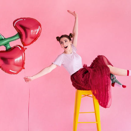 Helium Ballon Kersen Leeg 88cm van Partydeco koop je bij Partywinkel