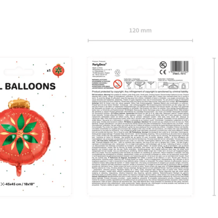 Helium Ballon Kerstbal Leeg 45cm van Partydeco koop je bij Partywinkel