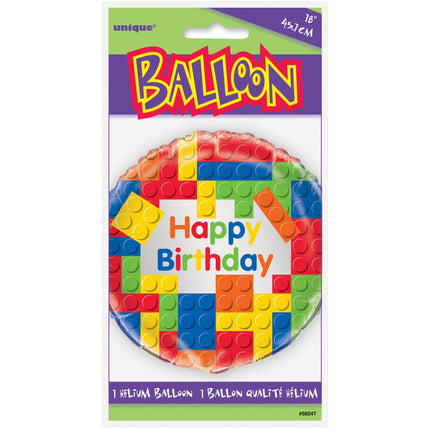 Helium Ballon Lego Happy Birthday 45cm leeg van Unique koop je bij Partywinkel