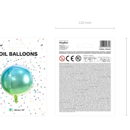 Helium Ballon Rond Blauw Groen Leeg 35cm van Partydeco koop je bij Partywinkel