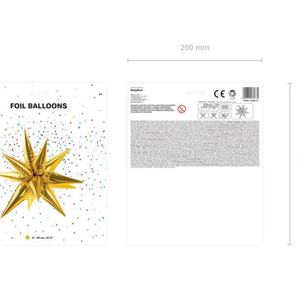 Helium Ballon Ster 3D Goud Leeg 70cm van Partydeco koop je bij Partywinkel