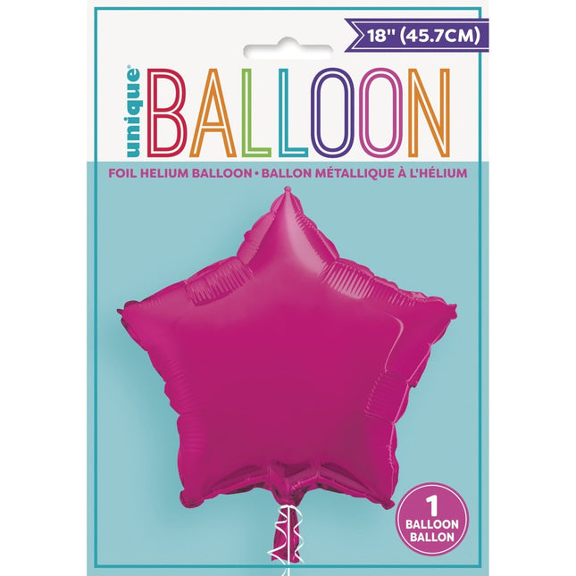 Helium Ballon Ster Fuschia Leeg 45cm van Unique koop je bij Partywinkel