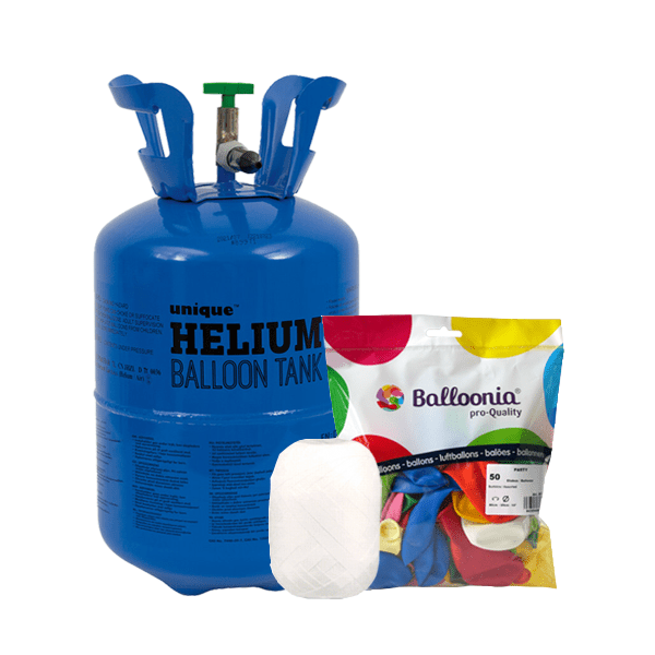 Helium Tank met 30 Ballonnen en Lint - Partywinkel - 8719267034001
