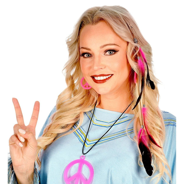 Hippie 60S Haarclip Roze van Widmann koop je bij Partywinkel