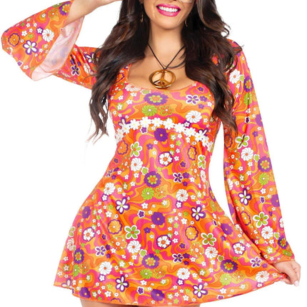 Hippie 60S Jurk Dames Bloemen Leg Avenue - Partywinkel - 714718571614