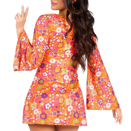 Hippie 60S Jurk Dames Bloemen Leg Avenue - Partywinkel - 714718571614