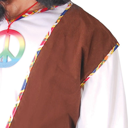 Hippie 60S Kostuum Bruin Wit Heren van Fiestas Guirca koop je bij Partywinkel