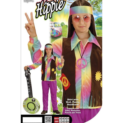 Hippie 60S Kostuum Jongen 4 delig - Partywinkel - 8003558733460