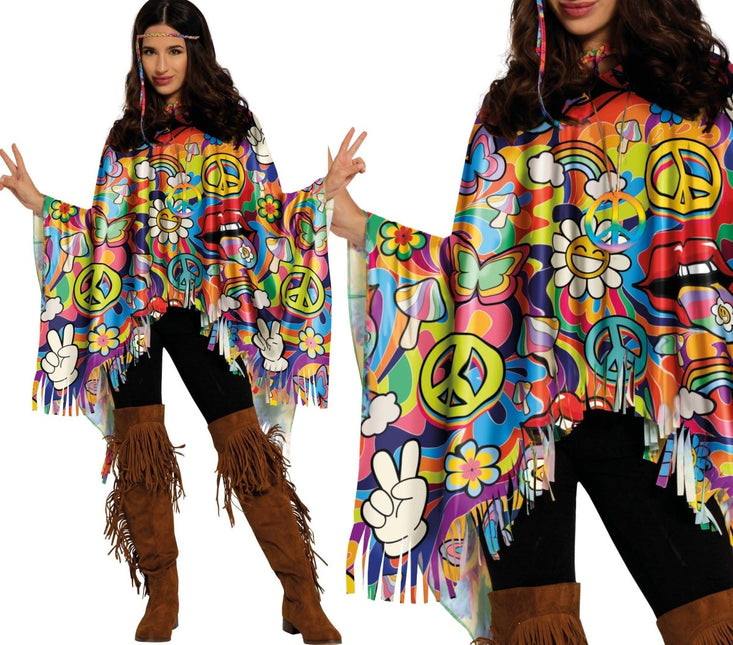 Hippie 60S Poncho Franjes - Partywinkel - 8434077271452