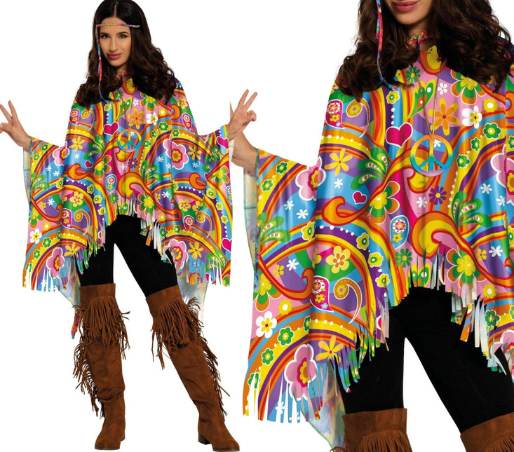 Hippie 60S Poncho Gekleurd - Partywinkel - 8434077271445