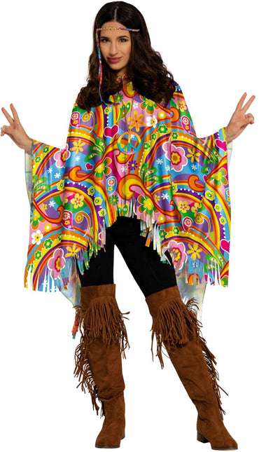Hippie 60S Poncho Gekleurd - Partywinkel - 8434077271445