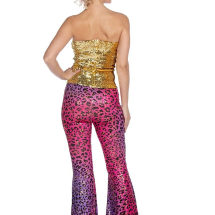 Hippiebroek panter sparkle paars/roze - Partywinkel - 8720059074846