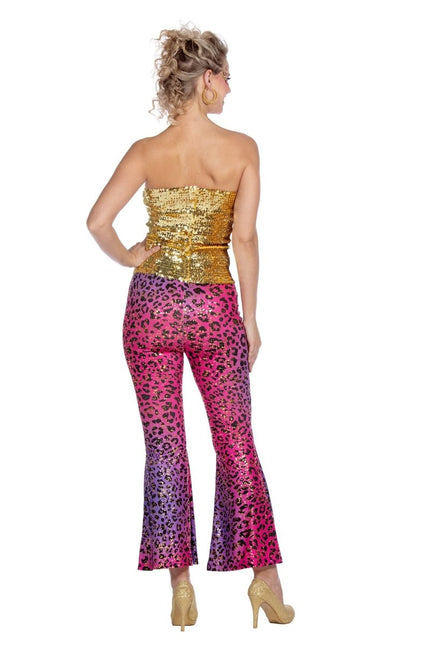 Hippiebroek panter sparkle paars/roze - Partywinkel - 8720059074846