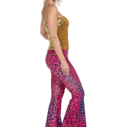 Hippiebroek panter sparkle paars/roze - Partywinkel - 8720059074846