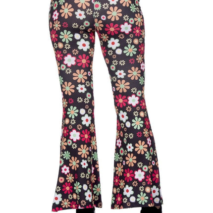 Hippiebroek zwart bloemen - Partywinkel - 8720059072293