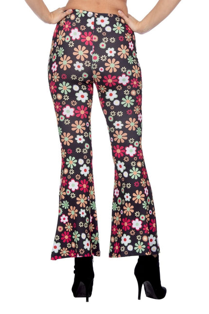 Hippiebroek zwart bloemen - Partywinkel - 8720059072293