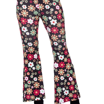 Hippiebroek zwart bloemen - Partywinkel - 8720059072293