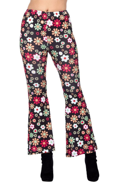 Hippiebroek zwart bloemen - Partywinkel - 8720059072293