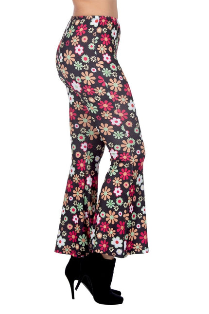 Hippiebroek zwart bloemen - Partywinkel - 8720059072293