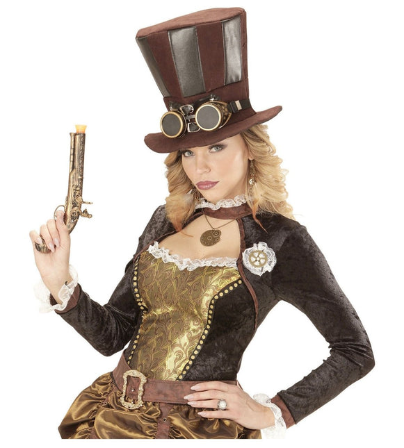 Hoed Steampunk Hoog Met Bril van Widmann koop je bij Partywinkel