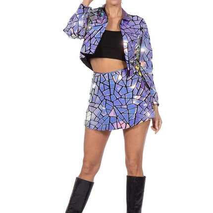 Holografisch Kostuum Dames Spiegels 2 delig van Wilbers & Wilbers koop je bij Partywinkel