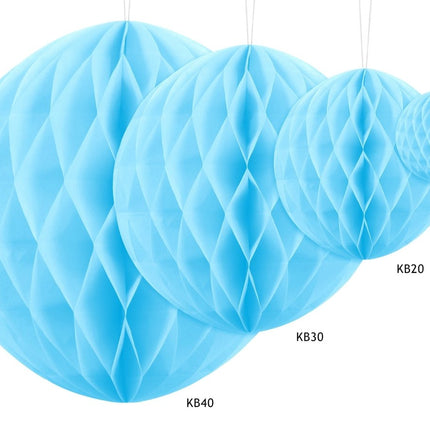 Honeycomb Bal Lichtblauw 20cm van Partydeco koop je bij Partywinkel