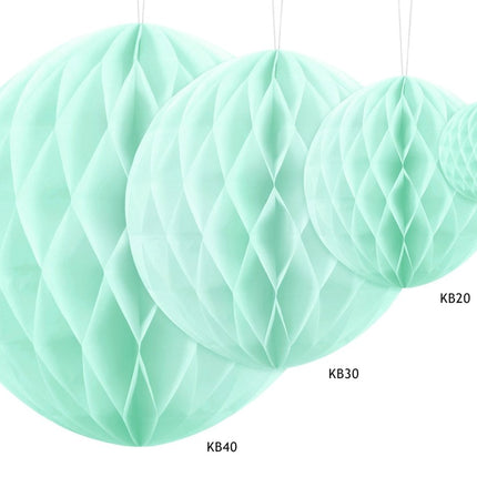 Honeycomb Bal Mintgroen 20cm van Partydeco koop je bij Partywinkel