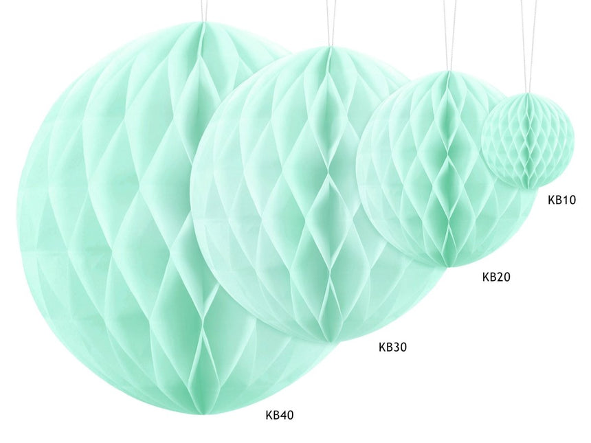 Honeycomb Bal Mintgroen 40cm van Partydeco koop je bij Partywinkel