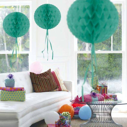 Honeycomb Bal Turquoise Franje 30cm van Folat koop je bij Partywinkel