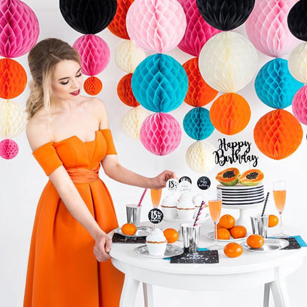 Honeycomb Bal Zwart 10cm van Partydeco koop je bij Partywinkel