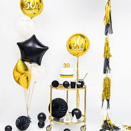 Honeycomb Bal Zwart 40cm van Partydeco koop je bij Partywinkel