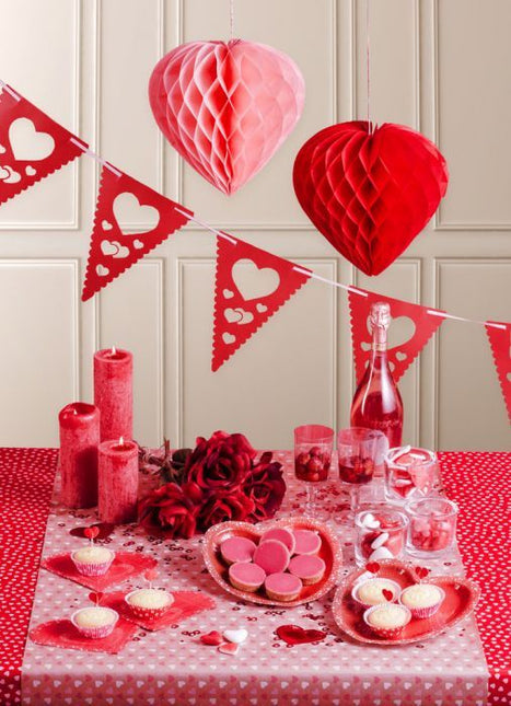 Honeycomb Rood Hart 30cm van Folat koop je bij Partywinkel